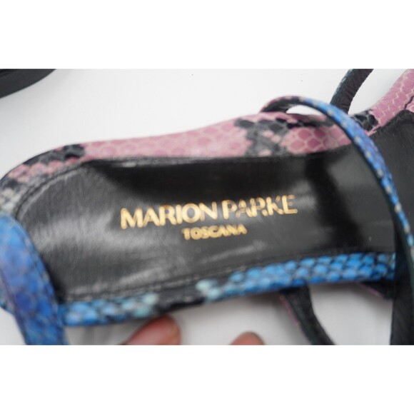 Marion Parke Toscana Harvey Python Snakeskin Indigo Strappy Sandals Size 8.5/39 - Picture 7 of 16